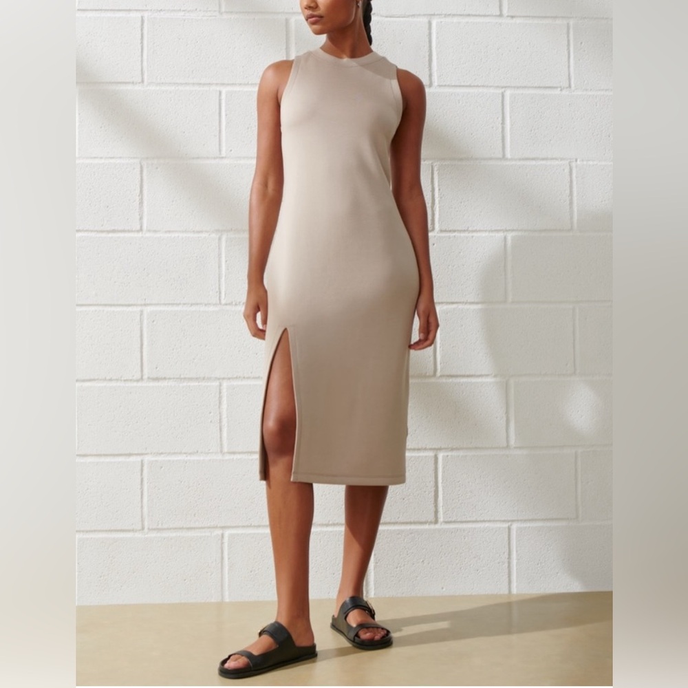 Abercrombie & Fitch YPB Neoknit Unlined Midi Dress - Size XS (Beige/Taupe)